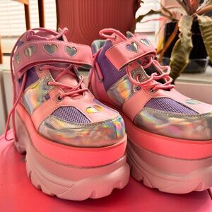 Dolls Kill Pink and Purple Chunky Platform Shoes
